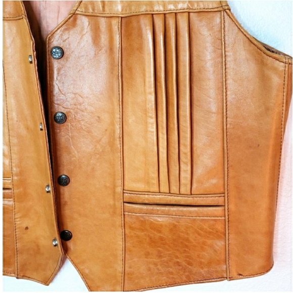 Cevy's vintage genuine leather western vest Sz 48 - Picture 3 of 11